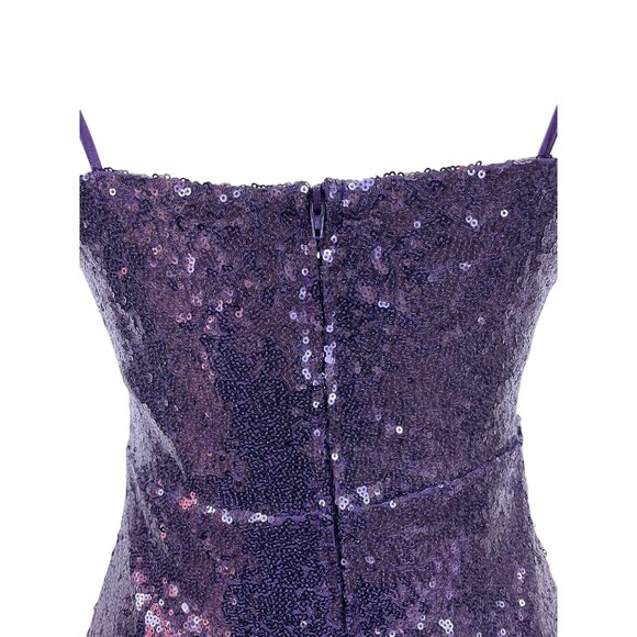 B.Smart Purple Sequin Spaghetti Strap Midi Dress With V-Neck & Side Slit Sz 9/10 - Picture 5 of 8
